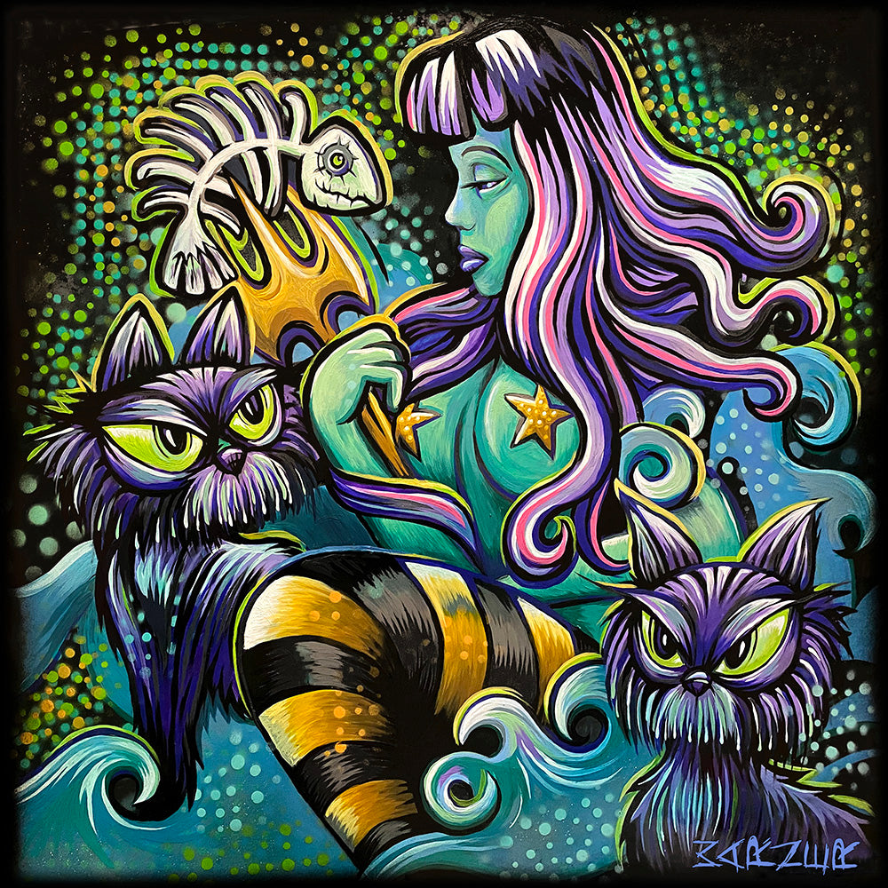 Merdonna & Kitties — Metal Print